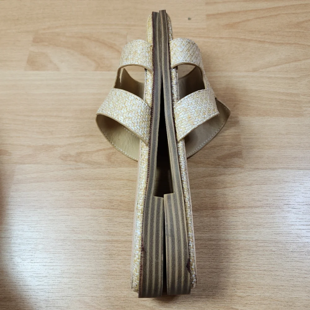 Steve Madden‎ / Madden Girl Hailey Raffia Beige Slide On Flat Sandals Size 9